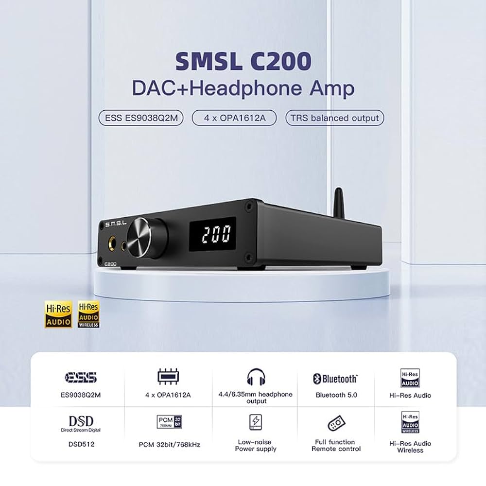 S.M.S.L C200 ES9038Q2M ヘッドホンアンプ 美品！ Amazon.com: SMSL C200 DAC+Headphone Amplifier with ESS